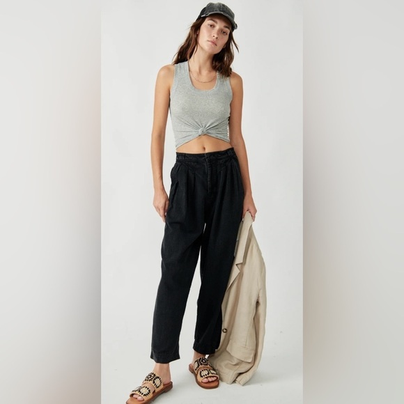 🆕🪩🦄 NWT Free People Lotta Love Trouser Pant in Black size 4 - Picture 1 of 4